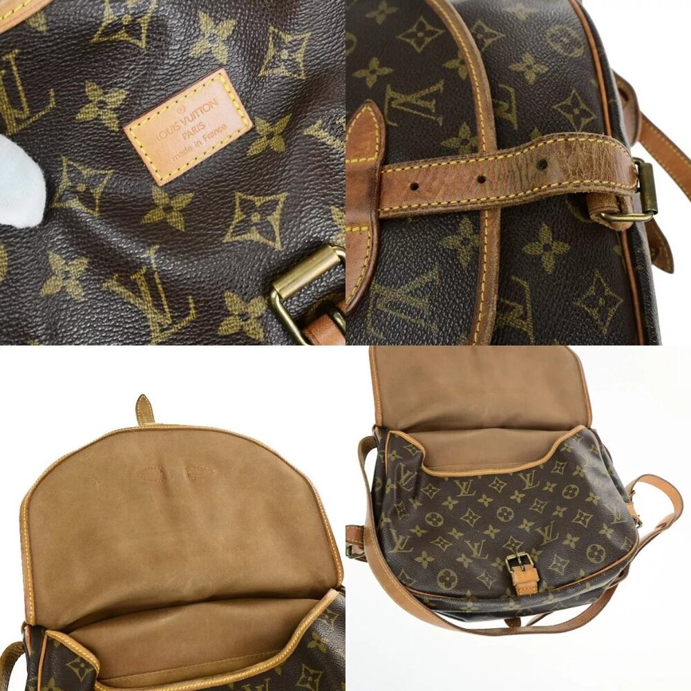 LOUIS VUITTON Logo Saumur 30 Shoulder Bag Monogram Leather Brown - Picture 9 of 16